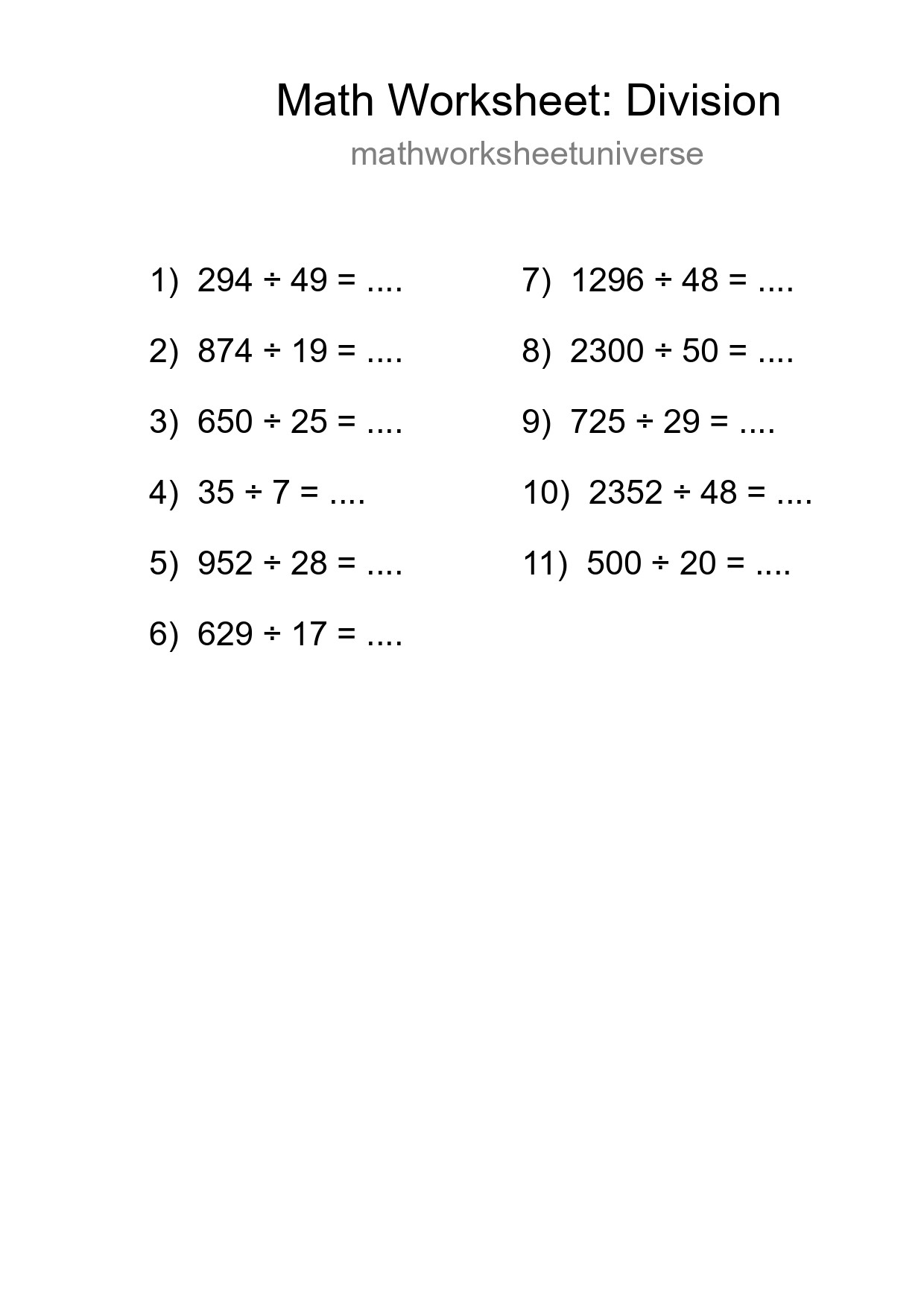 Free 11 Division Math Worksheet For Grade 2 With Answers - Part 144