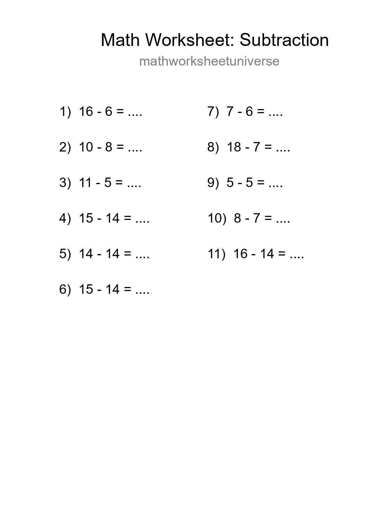 Free 11 Subtraction Math Worksheet For Grade 2 - Part 238