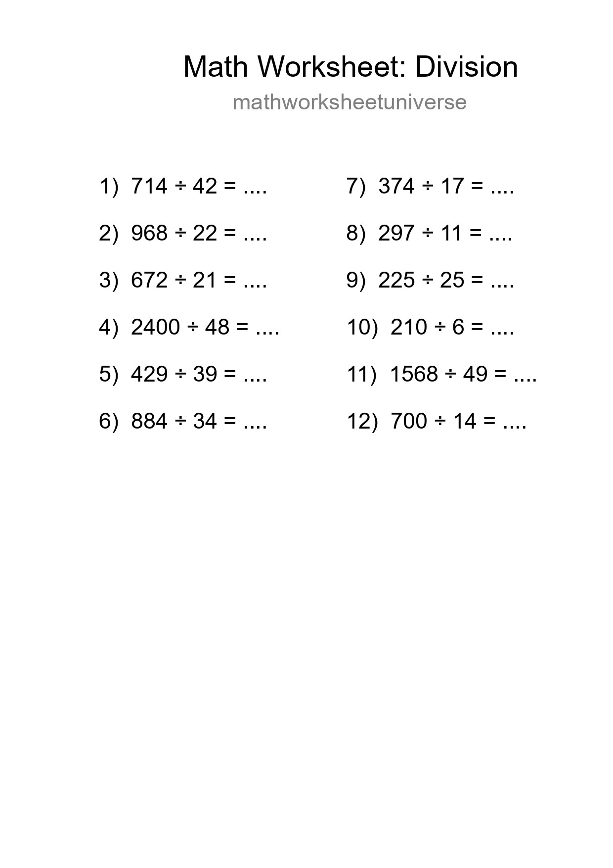 Free 12 Division Math Worksheet For Grade 2 - Part 124