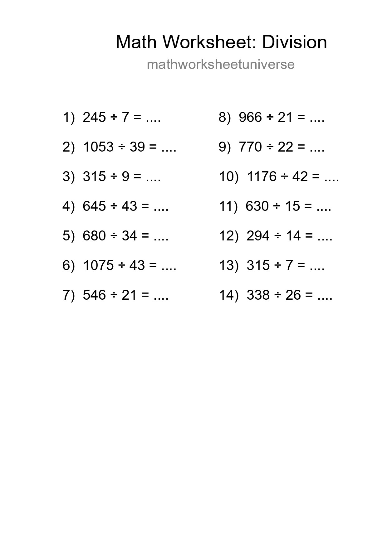 Free 14 Division Math Worksheet For Grade 2 With Answers - Part 54