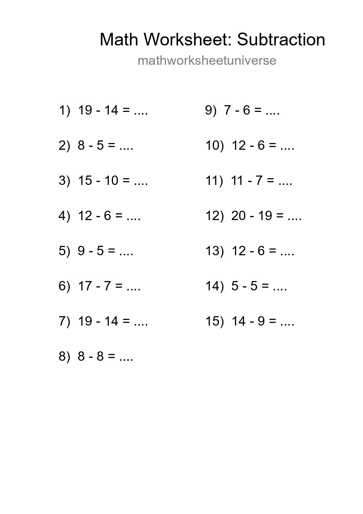 Free 15 Subtraction Math Worksheet For Grade 2 - Part 58