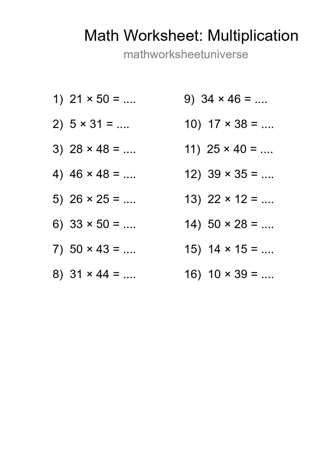 Free 16 Multiplication Math Worksheet For Grade 2 - Part 127
