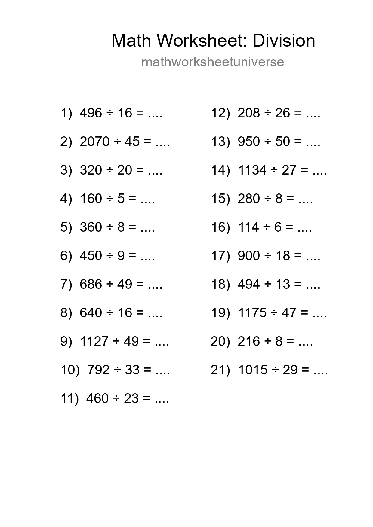 Free 21 Division Math Worksheet For Grade 2 - Part 234