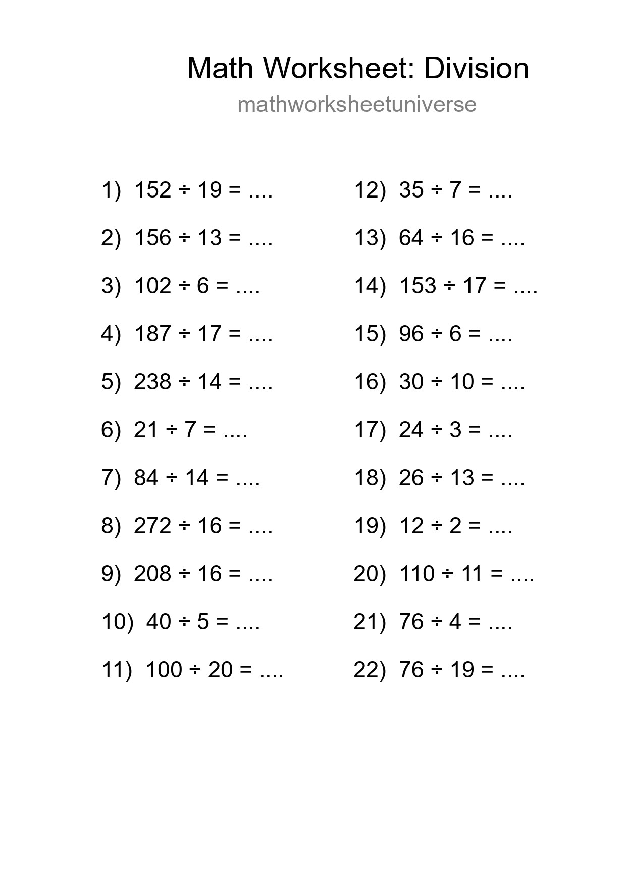 Free 22 Division Math Worksheet For Grade 2 With Answers - Part 84