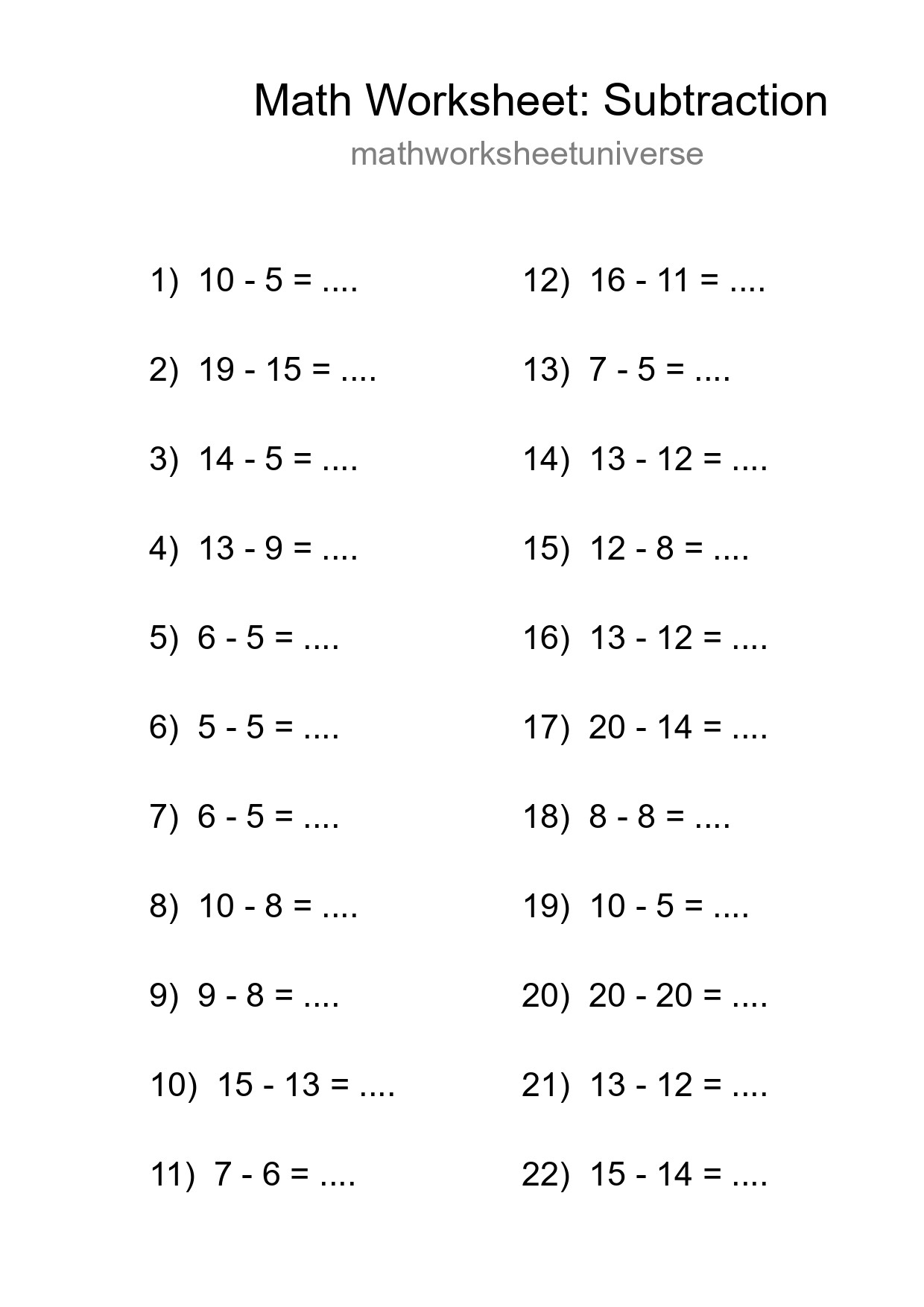 Free 22 Subtraction Math Worksheet For Grade 2 With Answers - Part 218