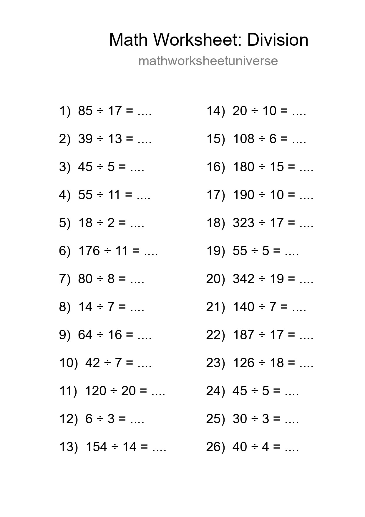 Free 26 Division Math Worksheet For Grade 2 - Part 254
