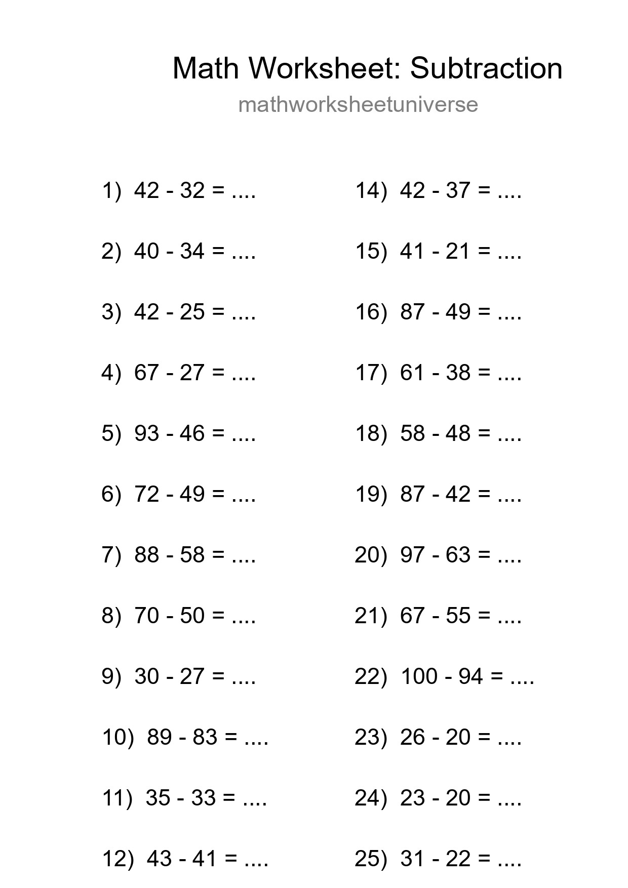 Free 26 Subtraction Math Worksheet For Grade 3 With Answers - Part 168