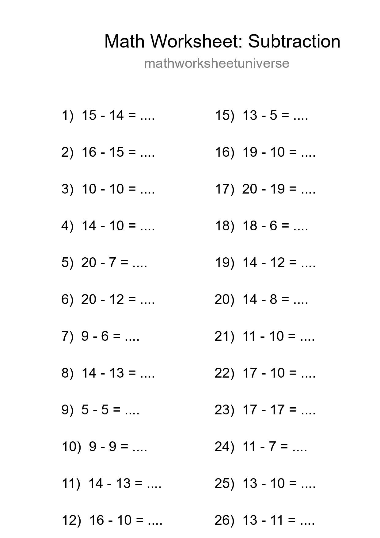 Free 27 Subtraction Math Worksheet For Grade 2 - Part 198