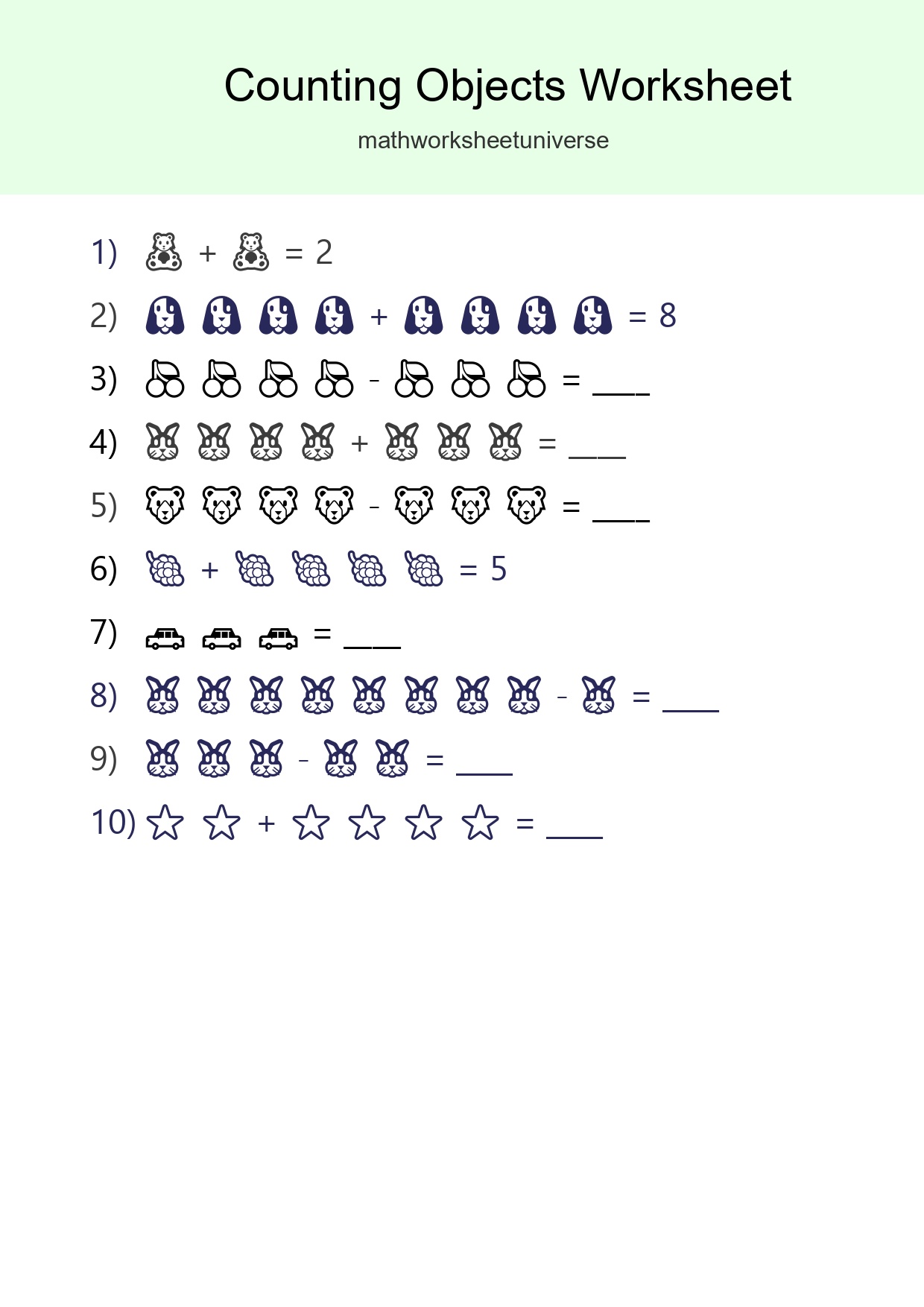 Free Counting Objects Worksheet For Kindergarten - Part 153