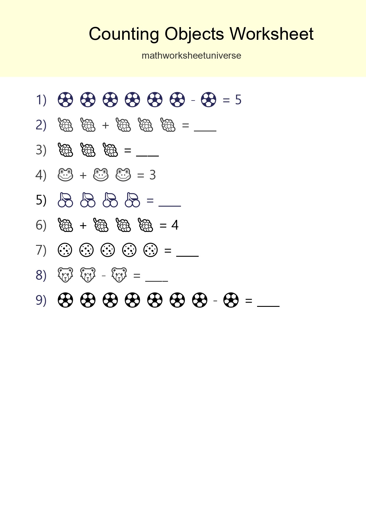 Free Counting Objects Worksheet For Kindergarten - Part 173