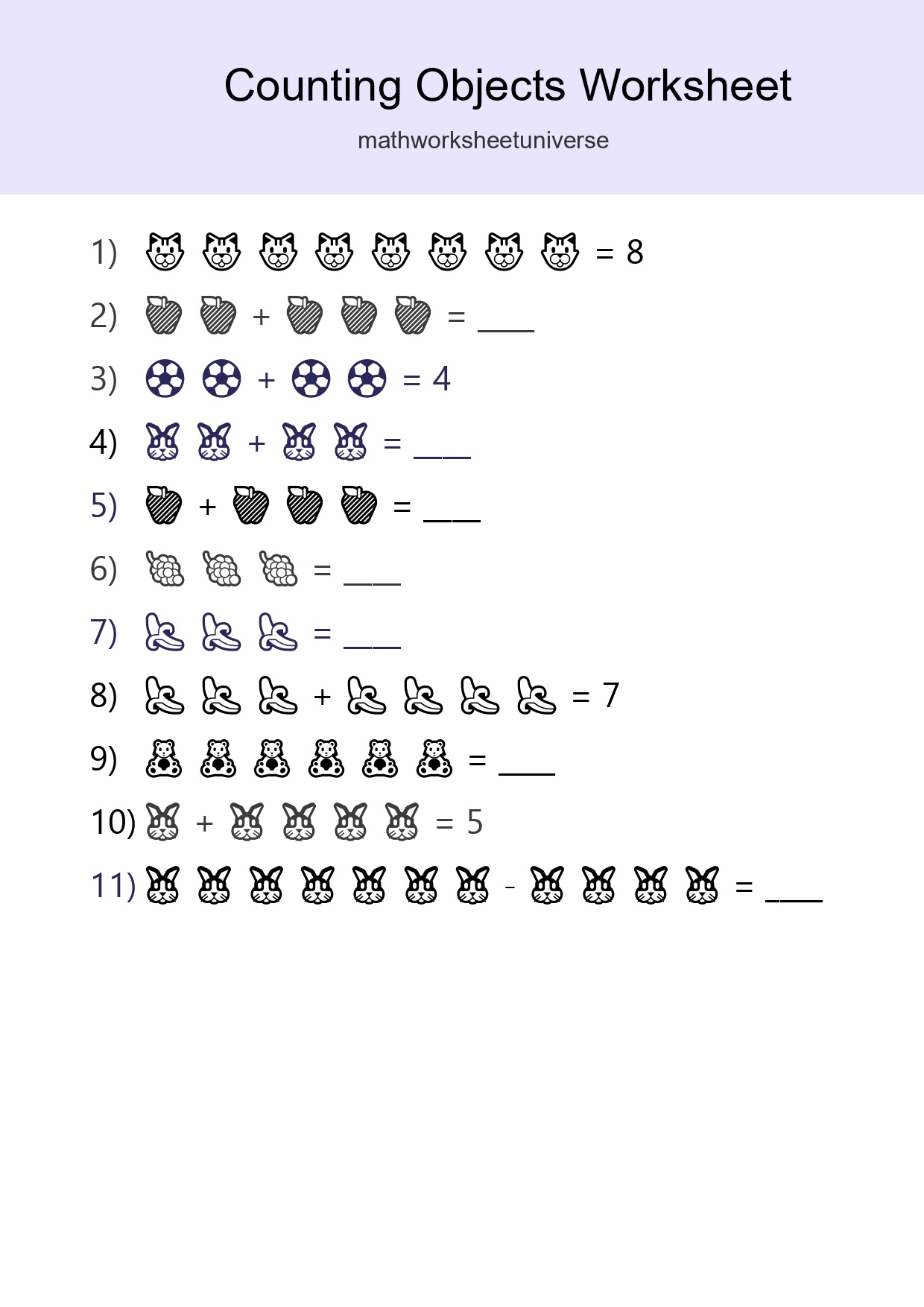 Free Counting Objects Worksheet For Kindergarten - Part 53