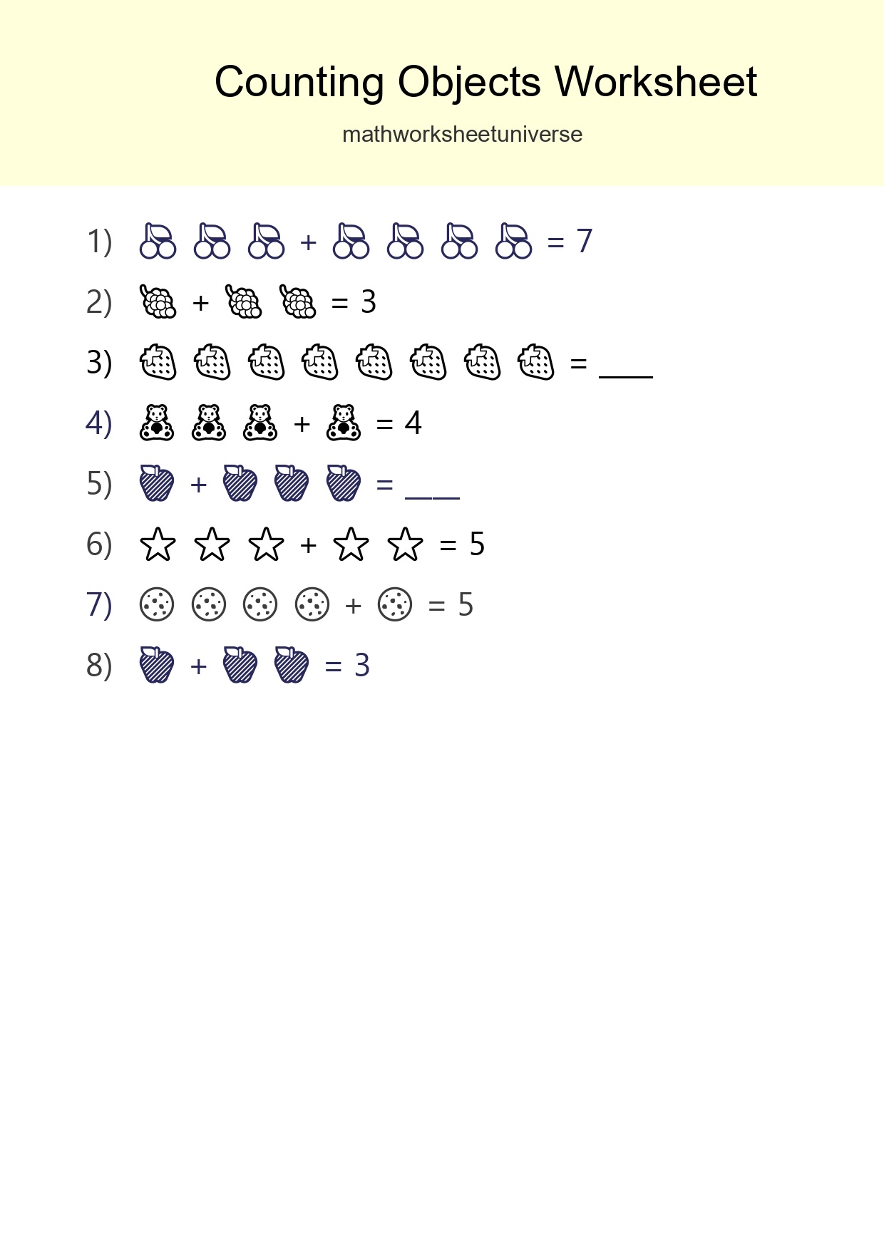 Free Counting Objects Worksheet For Kindergarten - Part 63