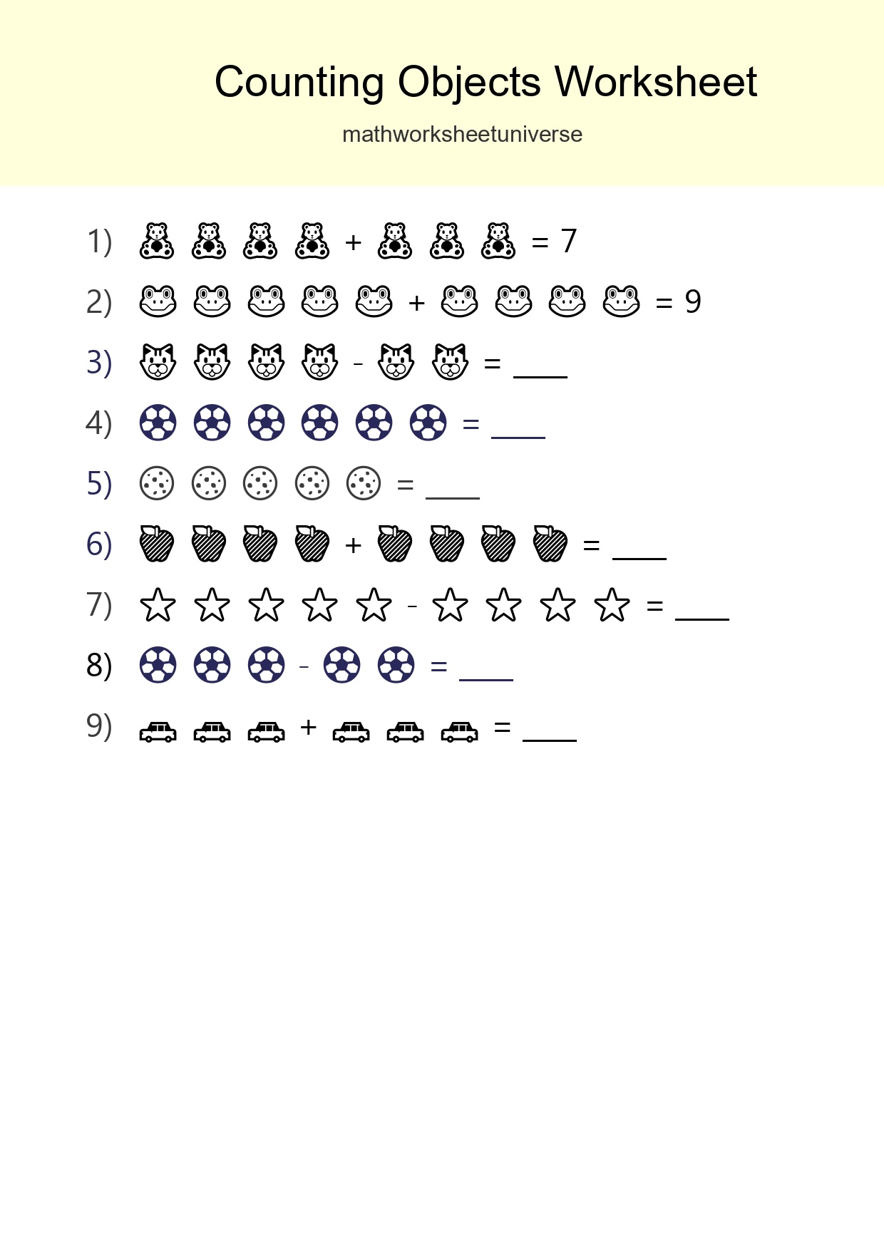Free Counting Objects Worksheet For Kindergarten Printable - Part 183