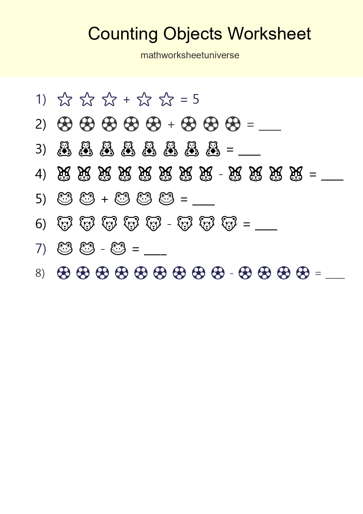 Free Counting Objects Worksheet For Kindergarten Printable - Part 223