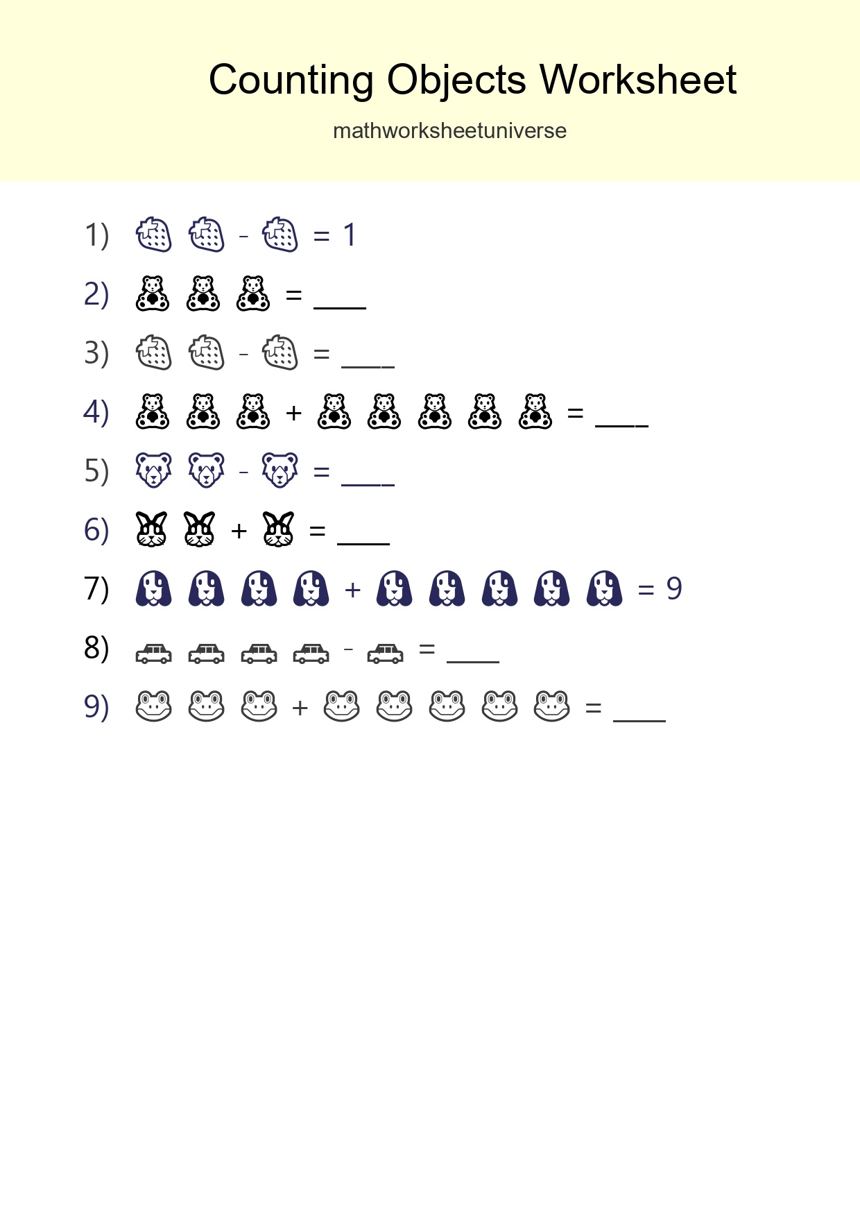 Free Counting Objects Worksheet For Kindergarten Printable - Part 243