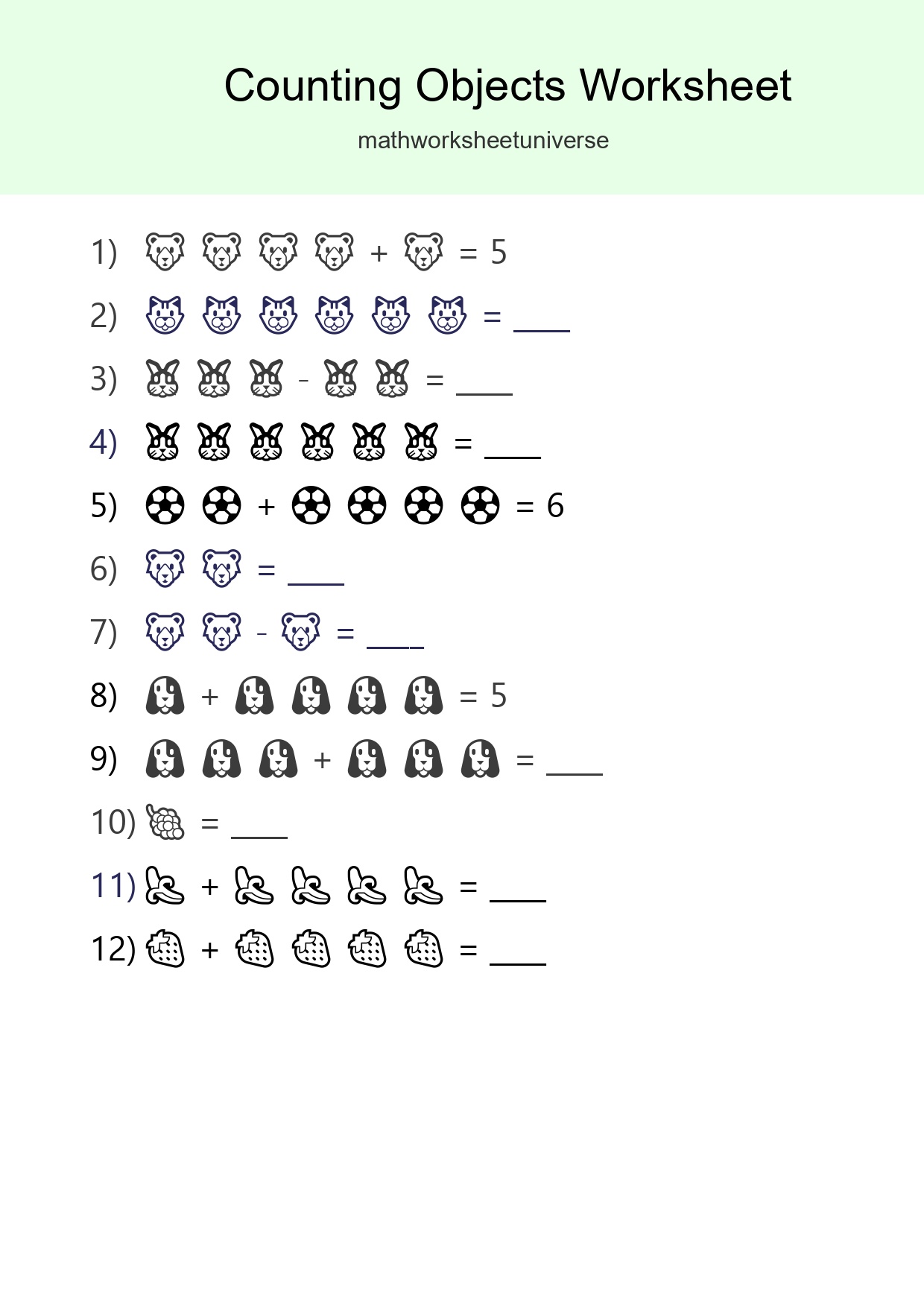 Free Counting Objects Worksheet For Kindergarten Printable - Part 253