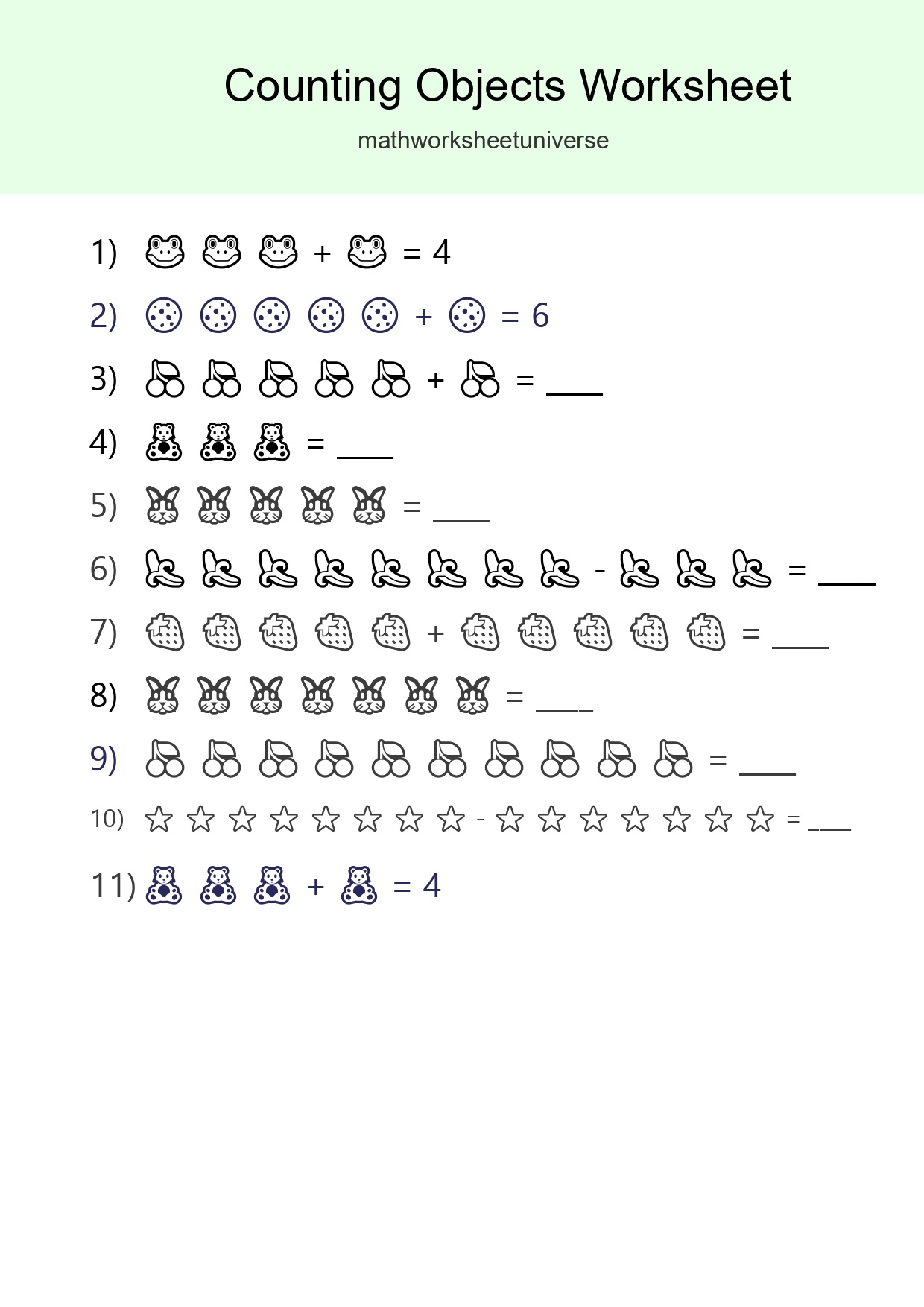 Free Counting Objects Worksheet For Kindergarten Printable - Part 293