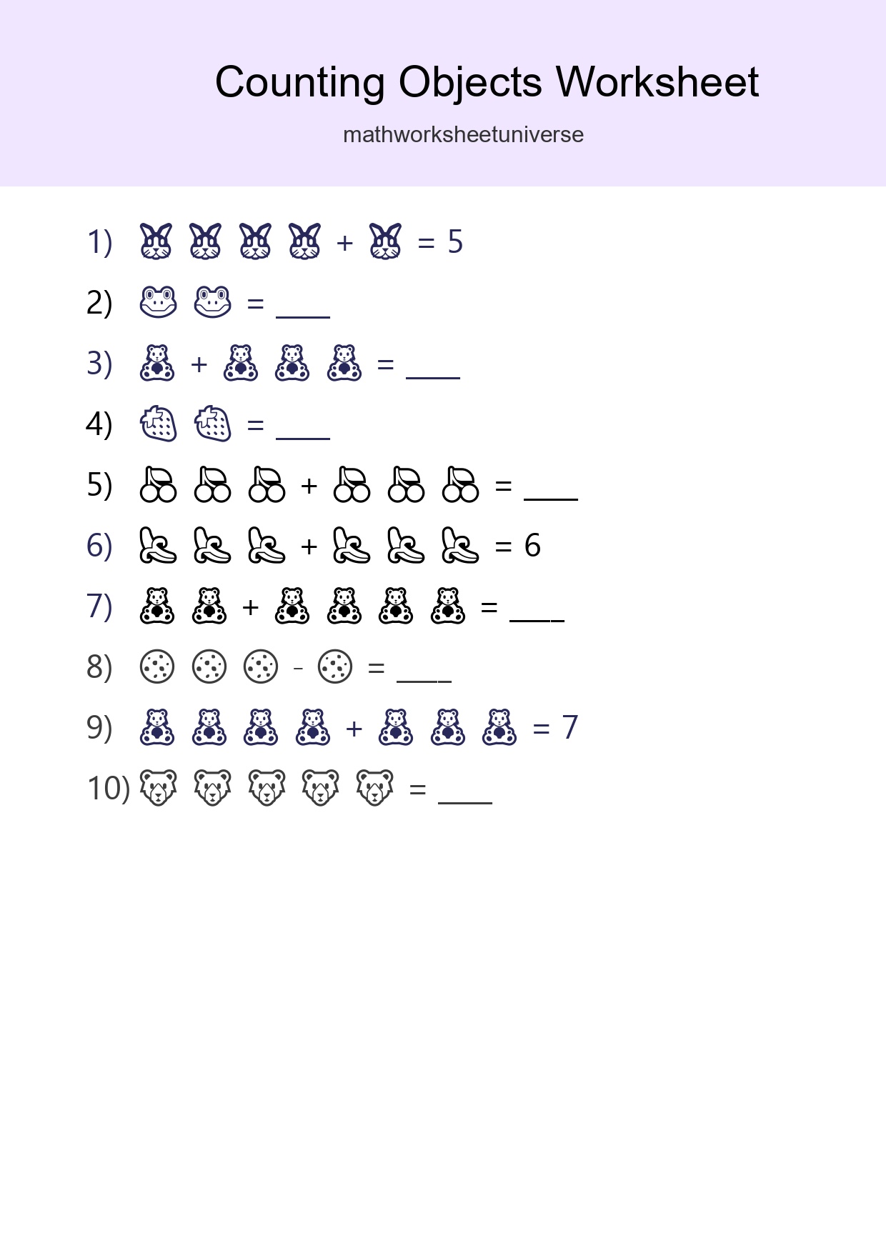 Free Counting Objects Worksheet For Kindergarten Printable - Part 3