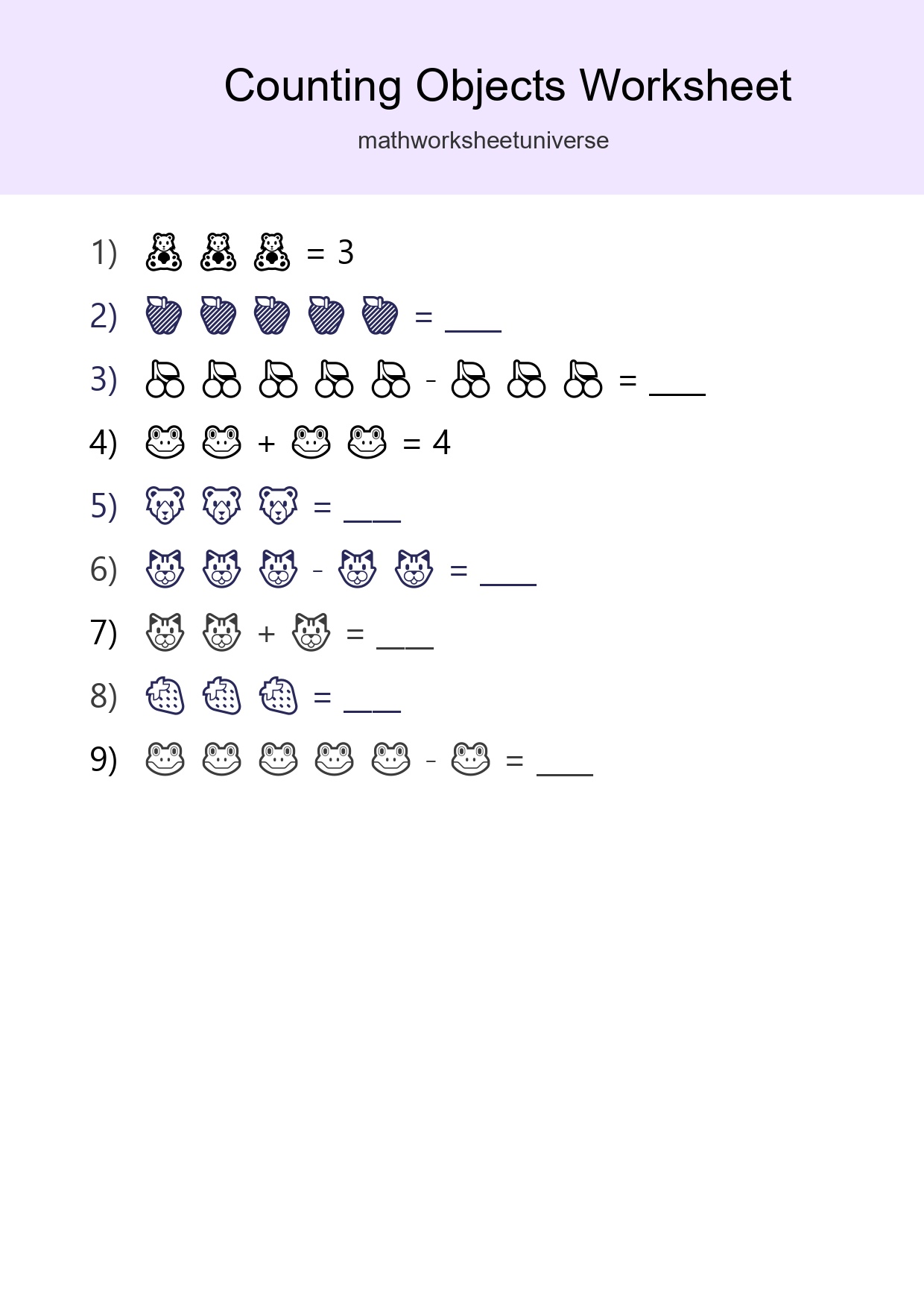 Free Counting Objects Worksheet For Pre-K Printable - Part 103