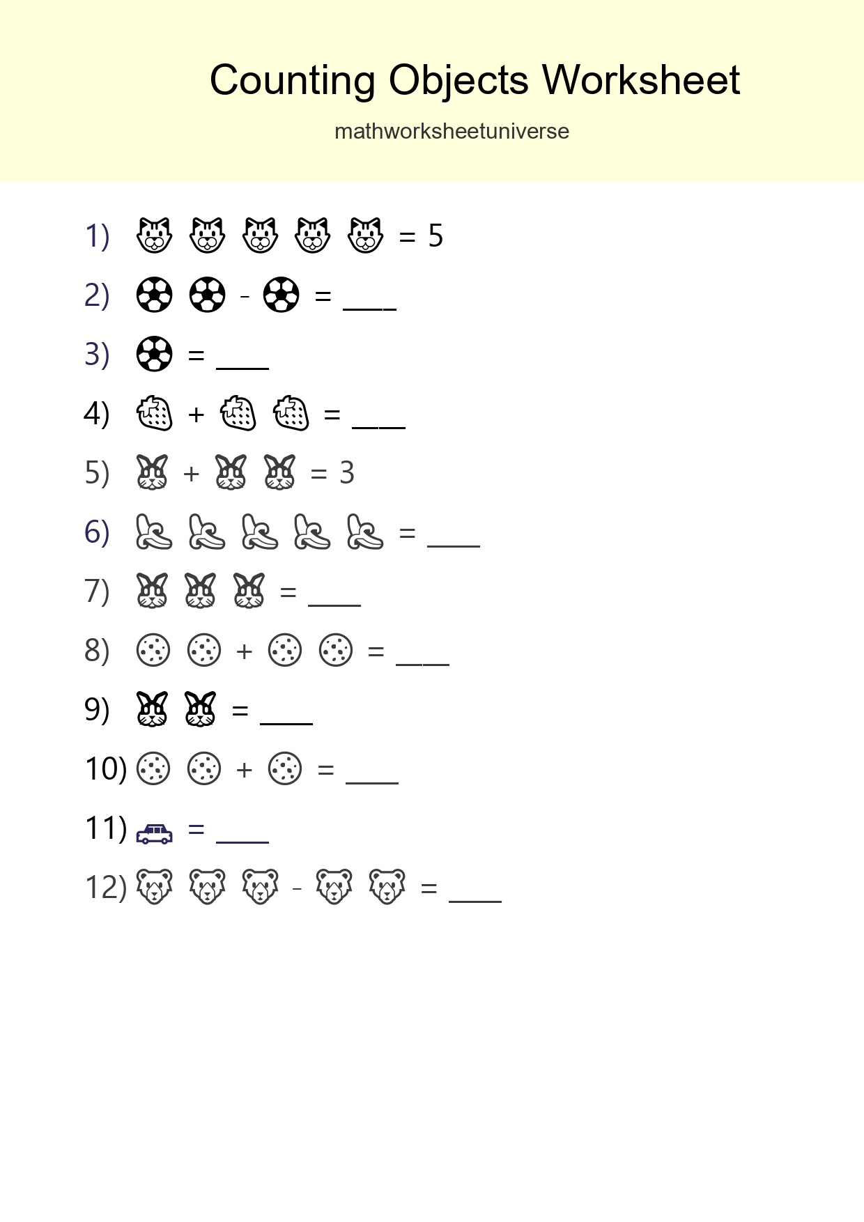 Free Counting Objects Worksheet For Pre-K Printable - Part 213