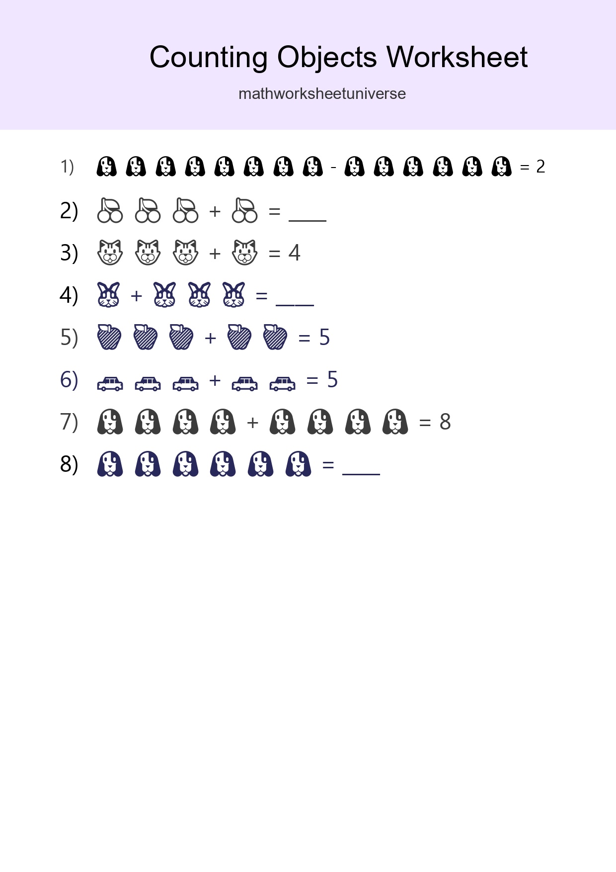 Kindergarten Count The Objects Worksheet - Part 193