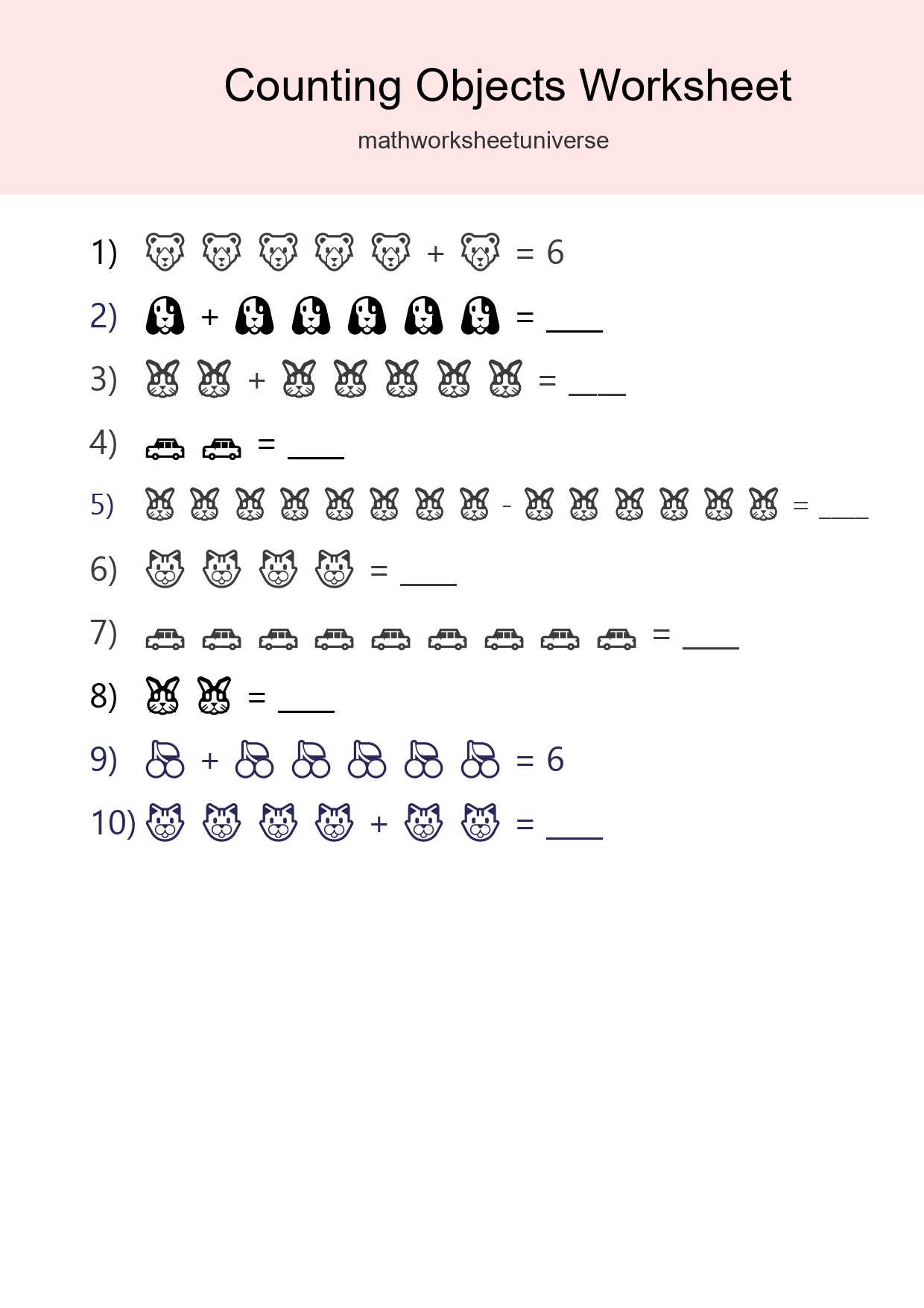 Learn Counting With Pictures Worksheet (Kindergarten) - Part 123