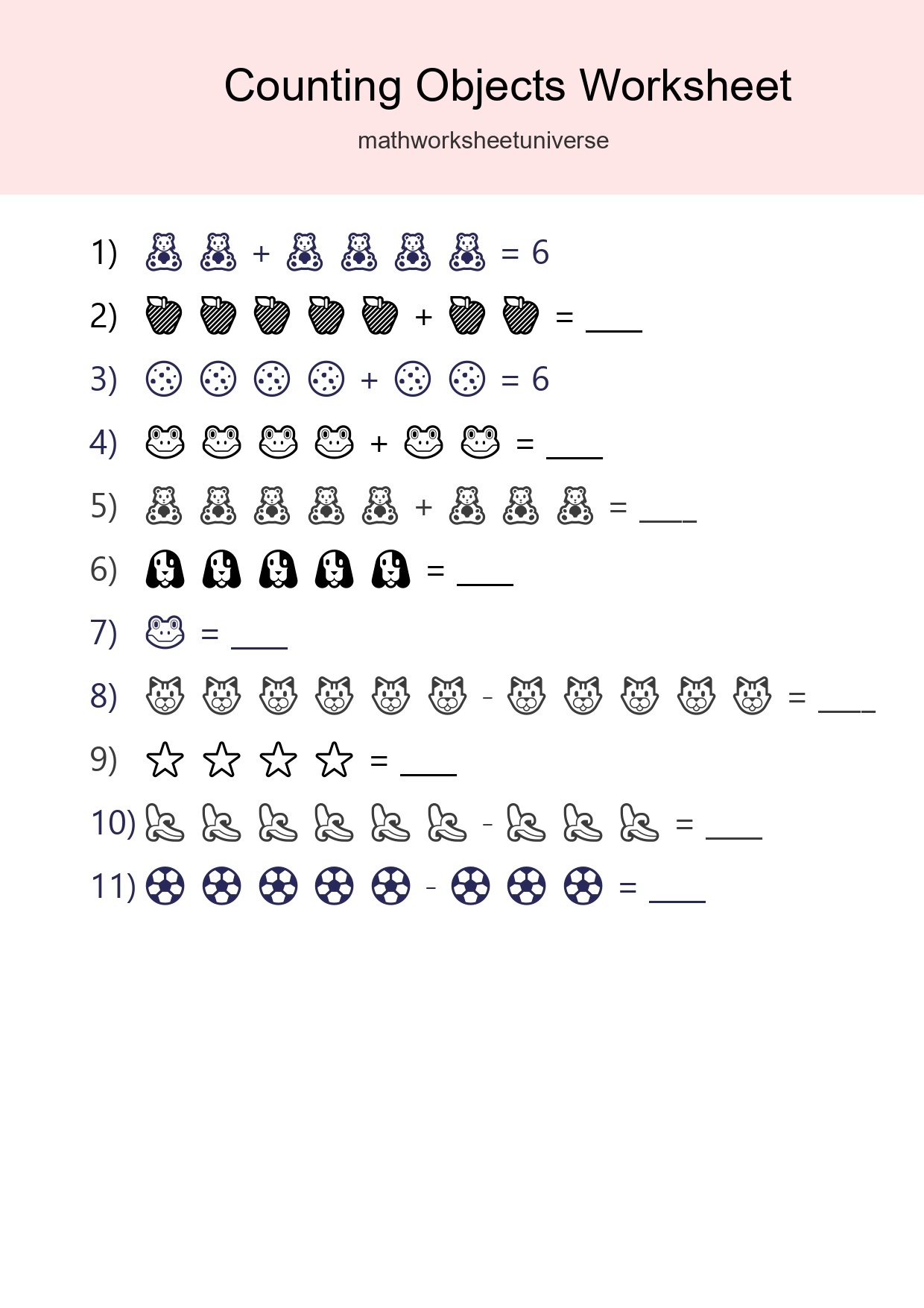 Learn Counting With Pictures Worksheet (Kindergarten) - Part 13