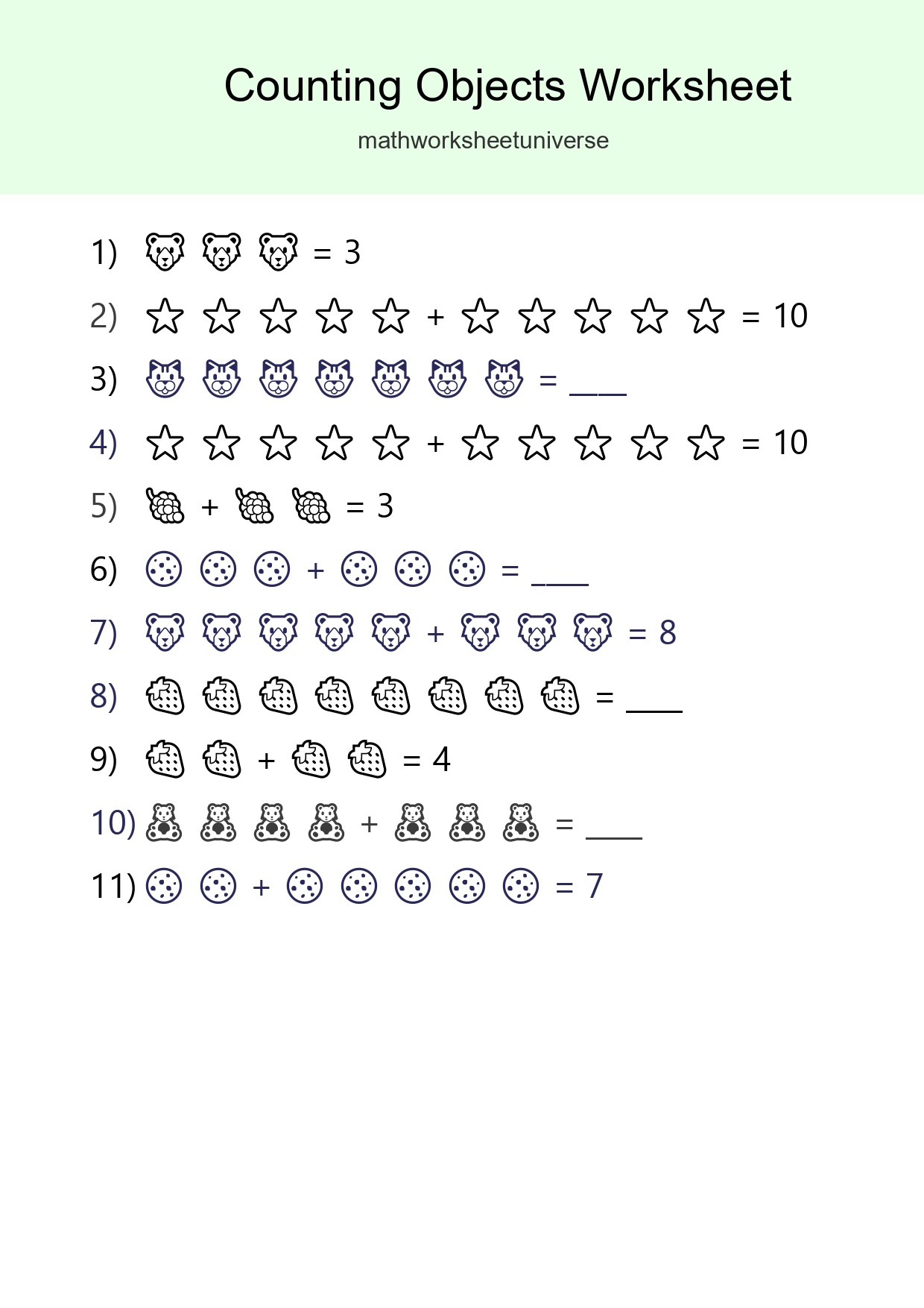 Learn Counting With Pictures Worksheet (Kindergarten) - Part 133