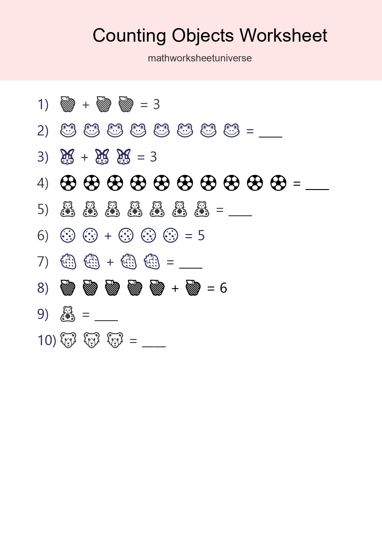 Learn Counting With Pictures Worksheet (Kindergarten) - Part 203