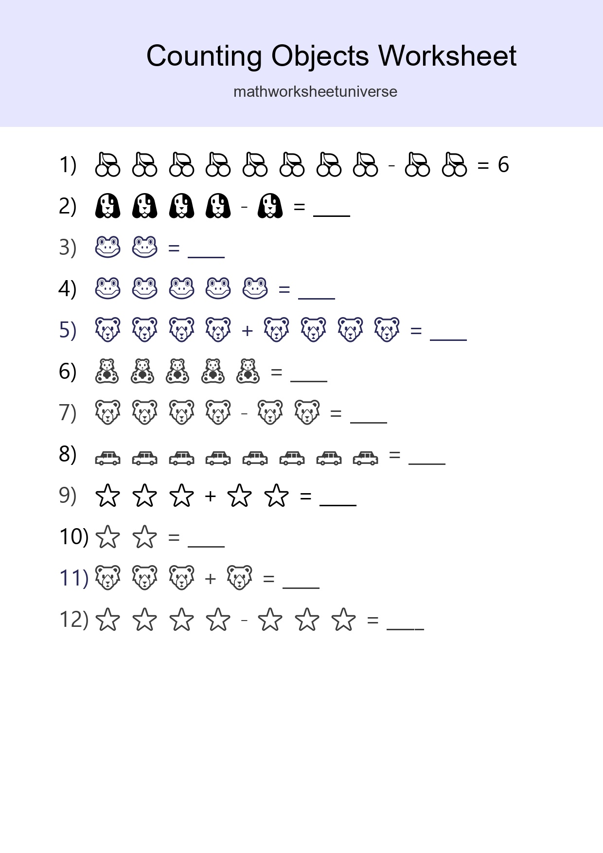 Learn Counting With Pictures Worksheet (Kindergarten) - Part 233