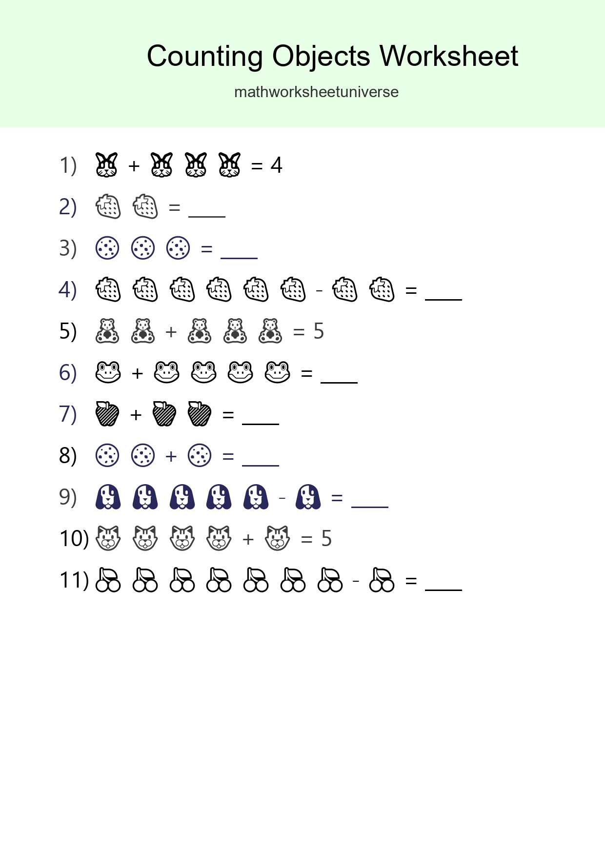 Learn Counting With Pictures Worksheet (Kindergarten) - Part 263