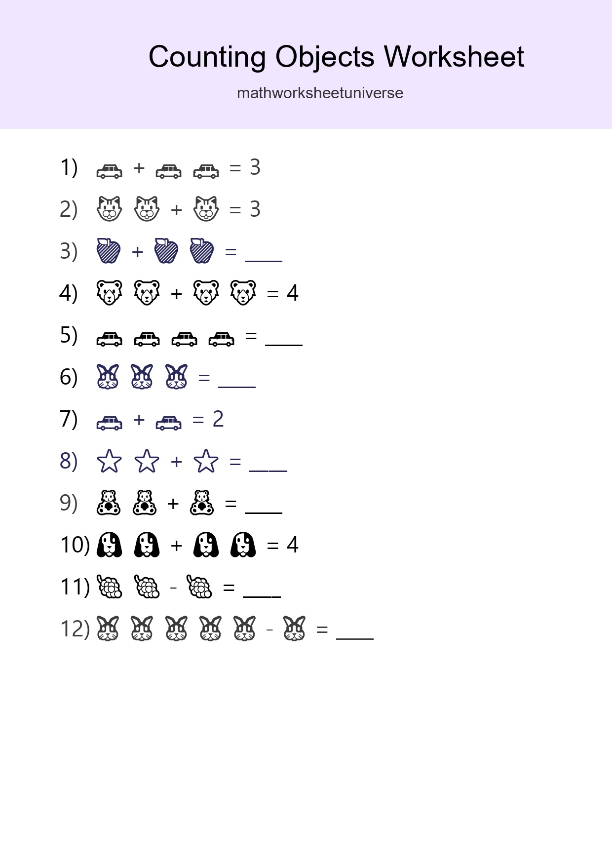 Pre-K Count The Objects Worksheet - Part 273