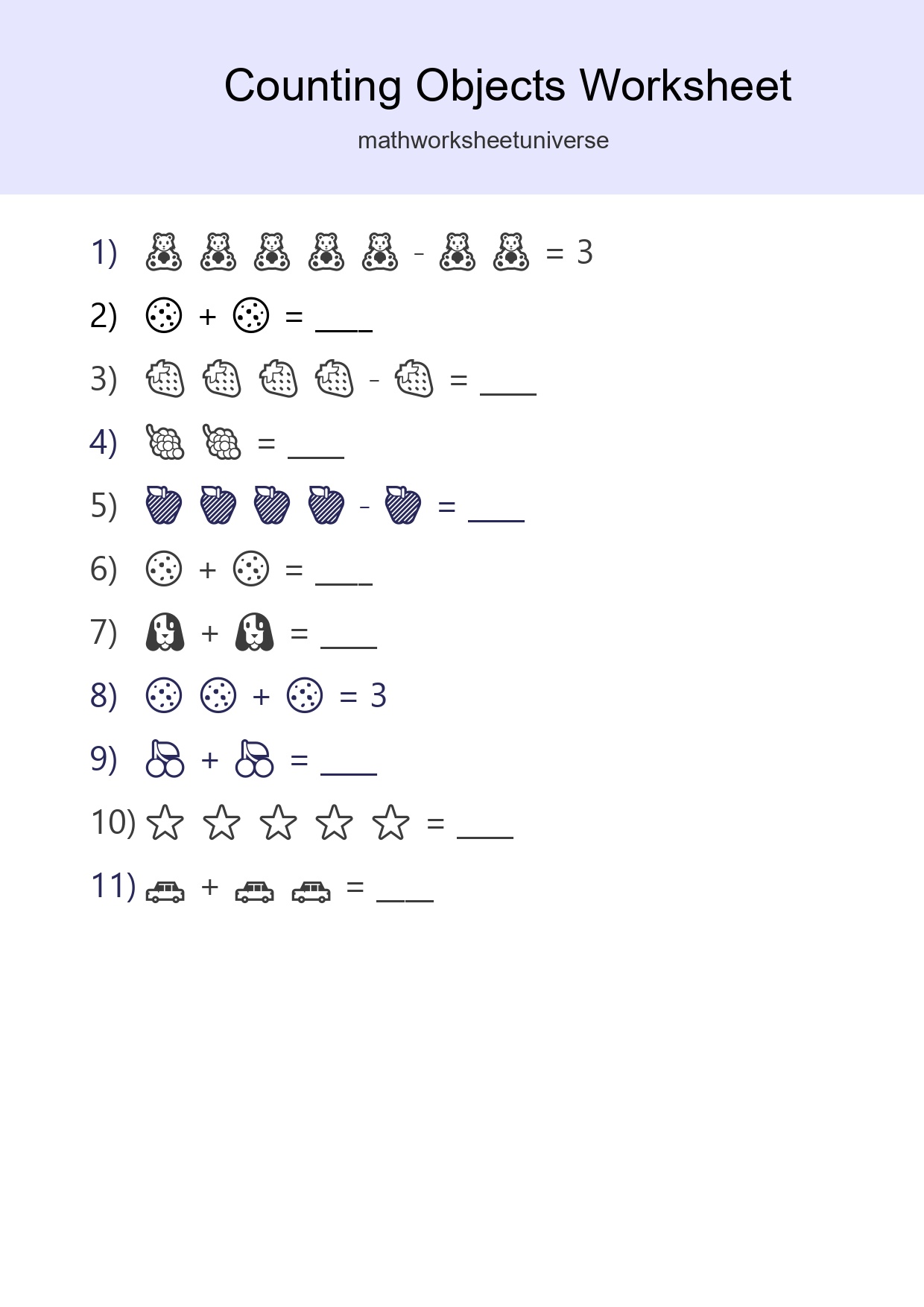 Pre-K Count The Objects Worksheet - Part 83
