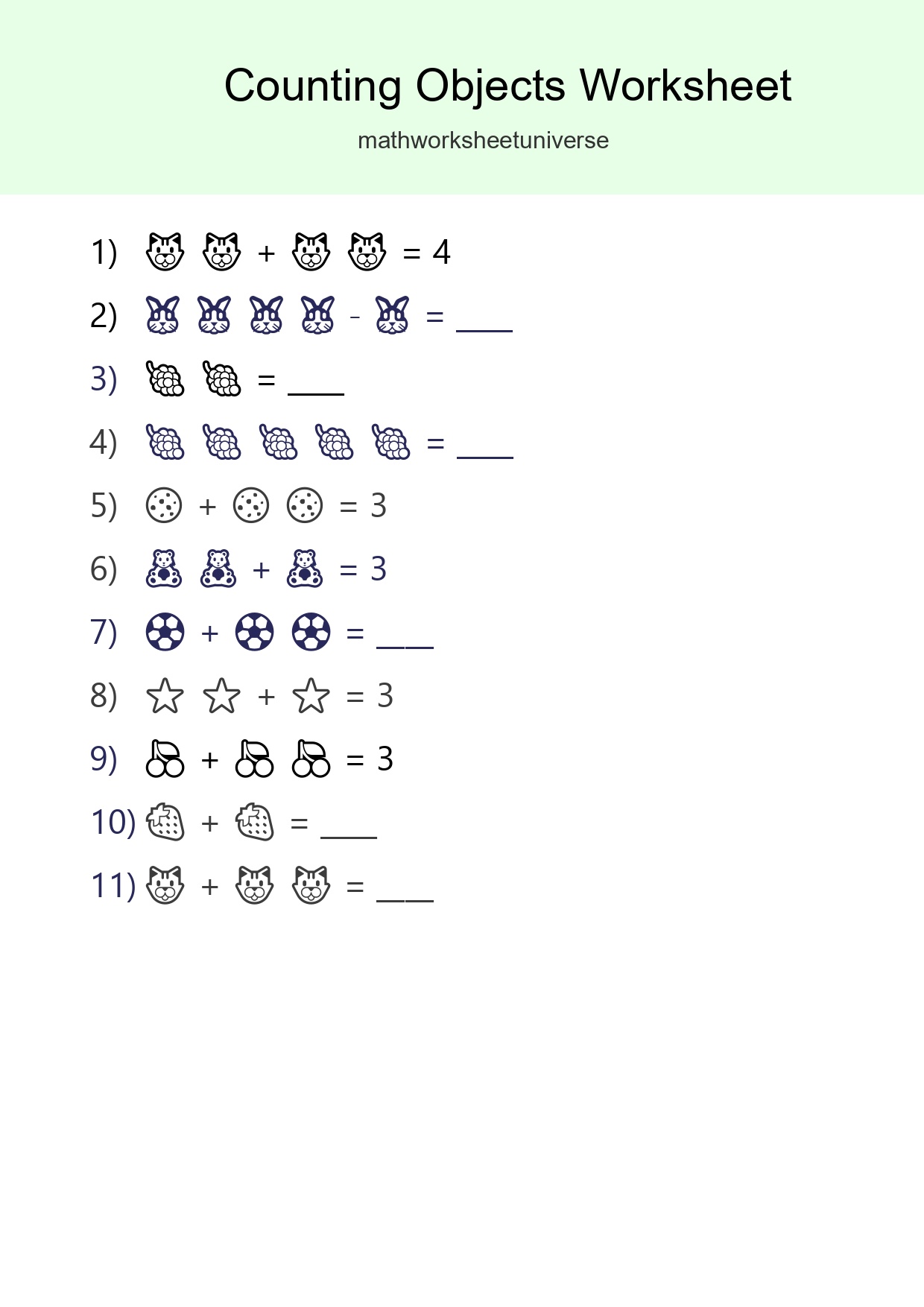 Pre-K Count The Objects Worksheet - Part 93
